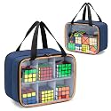 LUXJA PVC Visible Speed Cube Storage with Inner Mesh Pocket, Blue