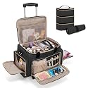 LUXJA Rolling Makeup Case with 3 Removable Makeup Bags and 1 Brush Holder