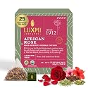 Luxmi Estates African Rose Herbal Infusion 25 Plant-Based Biodegradable Bags (50gm) Pack | USDA Certified Organic Infusion | Hibiscus &amp; Roses | Caffeine Free | Flavourful |100% Natural | Support A Healthy response