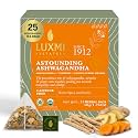 Luxmi Estates Astounding Ashwagandha – Certified Organic Herbal Infusion | 25 Plant-Based Biodegradable Bags (50g) | Ashwagandha, Turmeric, Moringa, Ginger &amp; Cinnamon | For Stress Support | Caffeine Free