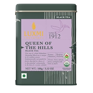 luxmi estates queens black tea blend 100gm loose leaves pack  queen of the hills  certified organic black tea  kosher gluten free  no additives  50 cups