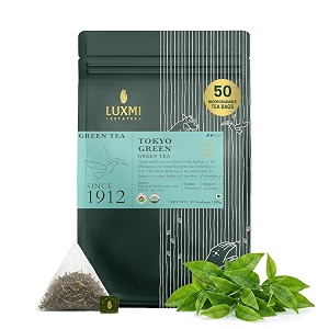 luxmi estates tokyo green blend 50 tea bags 100gm pack  low caffeine organic green tea  stress relieving amp refreshing  immunity booster  rich in antioxidants