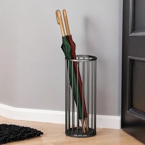 luxoria modern metal umbrella stand holder for entryway  durable round umbrella storage rack for home office amp hallway black
