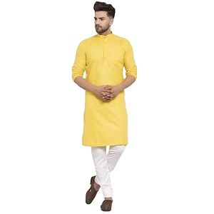 luxrio kurta set for men with pyjamas cotton blend long solid straight fit