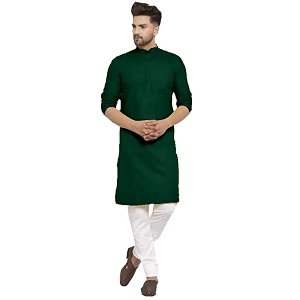 luxrio kurta set for men with pyjamas cotton blend long solid straight fit