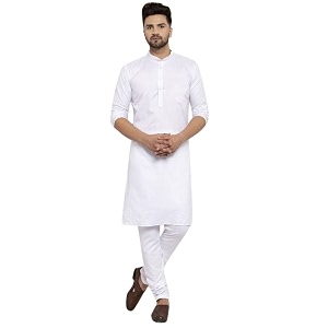 luxrio kurta set for men with pyjamas cotton blend long solid straight fit
