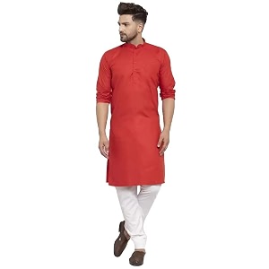 luxrio kurta set for men with pyjamas cotton blend long solid straight fit