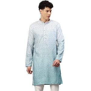 Luxrio Mens Ombre Shaded Sequence Self Embroidered