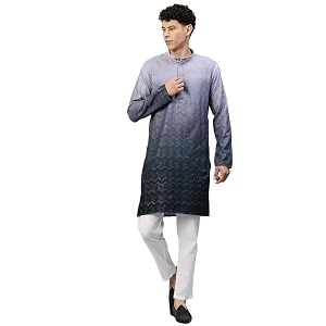 Luxrio Mens Ombre Shaded Sequence Self Embroidered