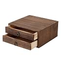Luxshiny Vintage Wooden Tea Cake Box with Drawer 2-Layer Puerh Tea Storage Box for Home and Office Organization, 9 X 8.5 X 4.1 Inch