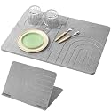 Luxspire Large Stone dish Drying Mat for Kitchen Counter, Stone dish Drying Mat for Kitchen Counter, Stone dish Drying Mat, Classic Gray
