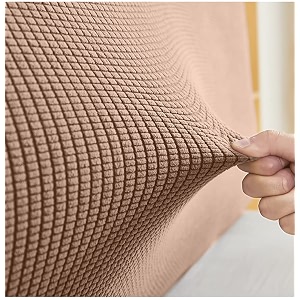 stretchable bed headboard cover small square jacquard headboard slipcover dustproof bed head cover for bedroom queen 140cm-170cm brown