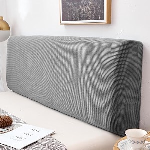 stretchable bed headboard cover small square jacquard headboard slipcover dustproof bed head cover for bedroom queen 140cm-170cm light grey