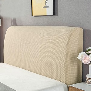 stretchable bed headboard cover small square jacquard headboard slipcover dustproof bed head cover for bedroom queen 140cm-170cm beige