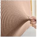 Stretchable Bed Headboard Cover, Small Square Jacquard Headboard Slipcover, Dustproof Bed Head Cover for Bedroom (Queen (140cm-170cm), Brown)