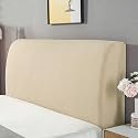 Stretchable Bed Headboard Cover, Small Square Jacquard Headboard Slipcover, Dustproof Bed Head Cover for Bedroom (Queen (140cm-170cm), Beige)