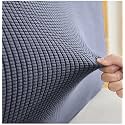 Stretchable Bed Headboard Cover, Small Square Jacquard Headboard Slipcover, Dustproof Bed Head Cover for Bedroom (Queen (140cm-170cm), Grey)