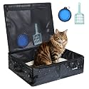 Luxtude Collapsible Travel Litter Box for Large Cats, Waterproof &amp; Smell-Proof Portable Cat Litter Box with Lid, Sturdy Shape and Hard Bottom for Car, Hotel, and Outdoor Use, Large