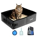 Luxtude Portable Litter Box for Cats, Collapsible Travel Litter Box for Cats in Car, No Smell, Waterproof and Easy Clean, No Leakage for Car, Hotel (Black, Large)