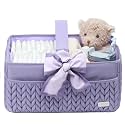 Luxurious Baby Diaper Caddy, Nursery Storage Basket for Newborn Boy and Girl, Travel Baby Basket for Diapers Baby Wipes, Organizer Tote Bag Storage Bin, Baby Shower Gifts (purple)