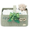 Luxurious Baby Diaper Caddy, Nursery Storage Basket for Newborn Essentials, Travel Baby Basket for Diapers Baby Wipes, Organizer Tote Bag Storage Bin, Baby Shower Gifts(Sage Green)