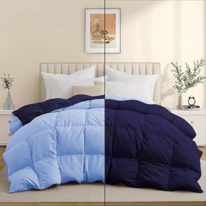 luxurious comfort 600 gsm winter comforter single bed 6034x9034 - 600 gsm microfiber super soft fluffy for winter comforterrajaiduvetblanket single size - navy bluesky blue color