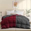 Luxurious Comfort 600 GSM Winter Comforter Single Bed 60"X90" - 600 GSM Microfiber Super Soft Fluffy for Winter Comforter/Rajai/Duvet/Blanket Single Size - Burgundy/Dark Gray Color