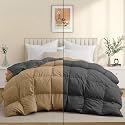 Luxurious Comfort 600 GSM Winter Comforter Single Bed 60"X90" - 600 GSM Microfiber Super Soft Fluffy for Winter Comforter/Rajai/Duvet/Blanket Single Size - Beige/Dark Gray Color