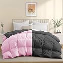Luxurious Comfort 600 GSM Winter Comforter King Size 90"X106" - 600 GSM Microfiber Super Soft Fluffy for Winter Comforter/Rajai/Duvet/Blanket King Size - Baby Pink/Dark Gray Color