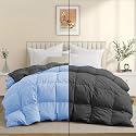 Luxurious Comfort 600 GSM Winter Comforter Single Bed 60"X90" - 600 GSM Microfiber Super Soft Fluffy for Winter Comforter/Rajai/Duvet/Blanket Single Size - Sky Blue/Dark Gray Color