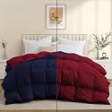 Luxurious Comfort 600 GSM Winter Comforter Single Bed 60"X90" - 600 GSM Microfiber Super Soft Fluffy for Winter Comforter/Rajai/Duvet/Blanket Single Size - Navy Blue/Burgundy Color