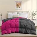 Luxurious Comfort 600 GSM Winter Comforter Double Bed Size 90"X100" - 600 GSM Microfiber Super Soft Fluffy for Winter Comforter/Rajai/Duvet/Blanket Double Bed - Hot Pink/Dark Gray Color