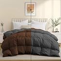Luxurious Comfort 600 GSM Winter Comforter Double Bed Size 90"X100" - 600 GSM Microfiber Super Soft Fluffy for Winter Comforter/Rajai/Duvet/Blanket Double Bed - Chocolate Brown/Dark Gray Color