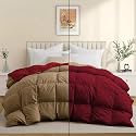 Luxurious Comfort 600 GSM Winter Comforter King Size 90"X106" - 600 GSM Microfiber Super Soft Fluffy for Winter Comforter/Rajai/Duvet/Blanket King Size - Burgundy/Baige Color