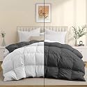 Luxurious Comfort 600 GSM Winter Comforter Double Bed Size 90"X100" - 600 GSM Microfiber Super Soft Fluffy for Winter Comforter/Rajai/Duvet/Blanket Double Bed - White/Dark Gray Color