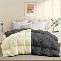 Luxurious Comfort 600 GSM Winter Comforter Single Bed 60"X90" - 600 GSM Microfiber Super Soft Fluffy for Winter Comforter/Rajai/Duvet/Blanket Single Size - Ivory/Dark Gray Color