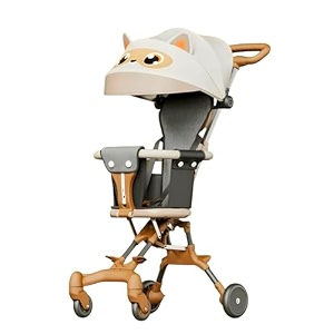 luxury 3-in-1 baby stroller for 7 months to 3 years lightweight foldable chair safety harness cushioned seat ideal toddler trolley easy travel carry on plane air travel biege brown