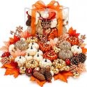 Luxury 52 Pcs Fall Pumpkins Decor Set, Handmade Gold Silver White Artificial Pumpkins with Maple Leaves & Pine Cones, Fall Decor for Halloween Thanksgiving Mantel Tabletop