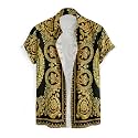 Luxury Baroque Print Short Sleeve Shirt Black