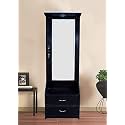Wooden Assembled Dressing Table With Mirror, Lock Weinge And Shelves - Black