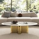 Luxury Faux Marble Top Center Table with Polished Stainless Steel Frame