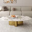 Luxury Faux Marble Top Center Table with Polished Stainless Steel Frame