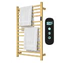 Luxury Gold Heated Towel Racks for Bathroom, Wall Mounted Electric Towel Warmer Rack with Timer &amp; Fahrenheit Temperature Control, 14 Bar Stainless Steel Towel Heater for Bathroom(Brushed Gold)