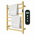 Luxury Gold Heated Towel Racks for Bathroom, Wall Mounted Electric Towel Warmer Rack with Timer & Fahrenheit Temperature Control, 7 Bar Stainless Steel Towel Heater for Bathroom(Brushed Gold)