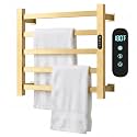 Luxury Gold Heated Towel Racks for Bathroom, Wall Mounted Electric Towel Warmer Rack with Timer &amp; Fahrenheit Temperature Control, 5 Bar Stainless Steel Towel Heater for Bathroom(Brushed Gold)
