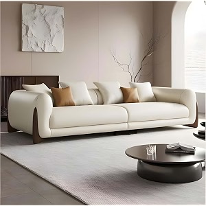 luxury leathrette contemporary sectional sofa set with chaise lounge amp cushions  perfect for living room guest room amp office 1 cream