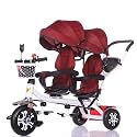 Luxury Tandem Strollers Tricycle Metal Twin Stroller Extended Awning Storage Basket Baby Carriage Portable Baby Stroller