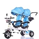 Luxury Tandem Strollers Tricycle Metal Twin Stroller Extended Awning Storage Basket Baby Carriage Portable Baby Stroller