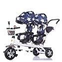 Luxury Tandem Strollers Tricycle Metal Twin Stroller Extended Awning Storage Basket Baby Carriage Portable Baby Stroller