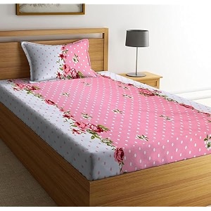 cotton all round elastic fitted bedsheets with 1 pillow coversingle mattress bed breathable longlasting  supersoft size - 36 x 72  6 inches color -pink